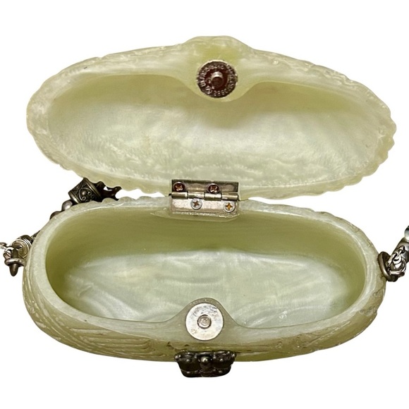 Maya Carved Resin Sculptural Crossbody Purse with Beaded Strap - Picture 7 of 10